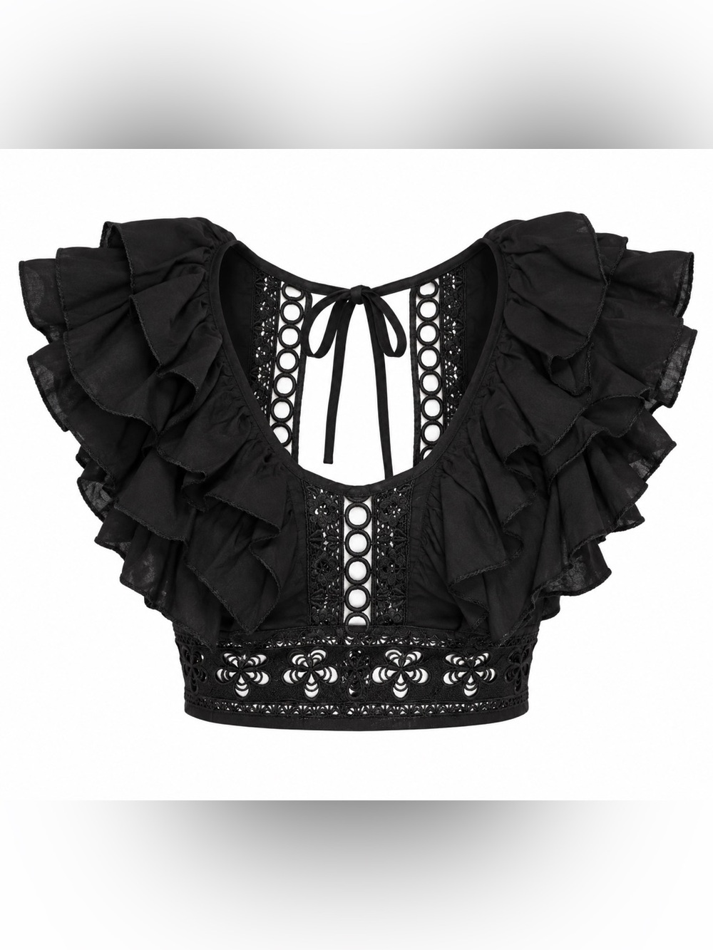 Black Lace Ruffle Two Piece Set | Crop Top + Mini Skirt 🖤